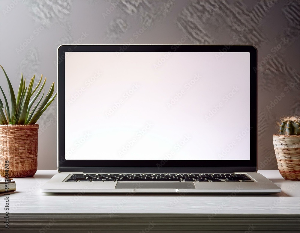 Laptop with blank empty white screen display mock-up, isolated on white background clipping path, full depth of field . silver open Isolated Devices Mockup Laptop with blank empty white screen display mock-up, isolated on white background clipping path, full depth of field . silver open Isolated Devices Mockup