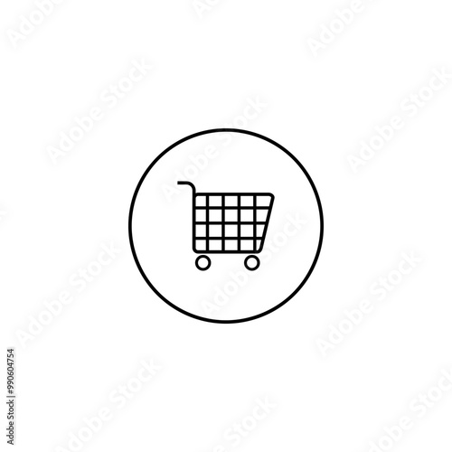 Flat design style. Shopping cart simple silhouette icon isolated on white background .