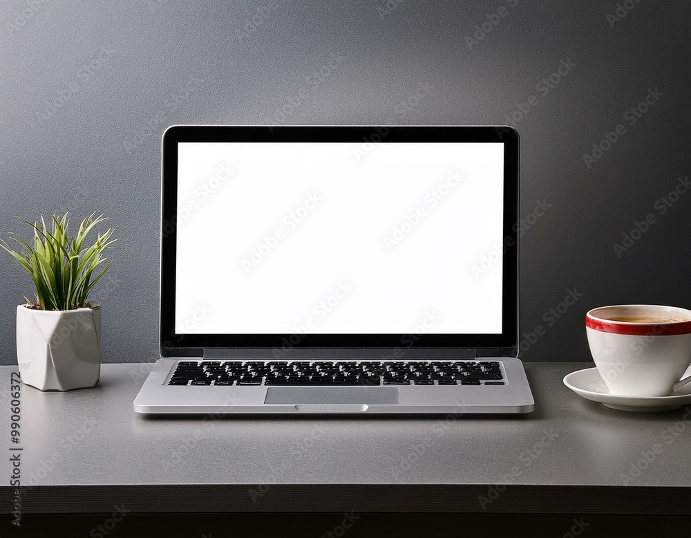 Laptop with blank empty white screen display mock-up, isolated on white background clipping path, full depth of field . silver open Isolated Devices Mockup Laptop with blank empty white screen display mock-up, isolated on white background clipping path, full depth of field . silver open Isolated Devices Mockup