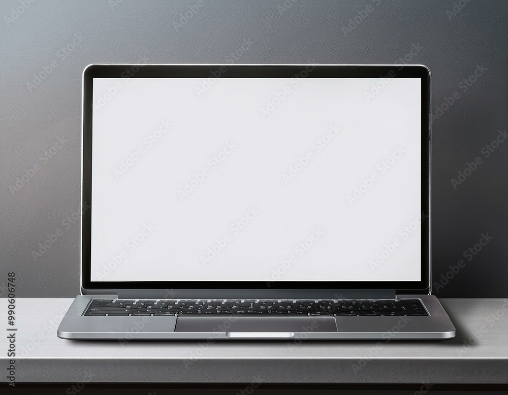 Laptop with blank empty white screen display mock-up, isolated on white background clipping path, full depth of field . silver open Isolated Devices Mockup Laptop with blank empty white screen display mock-up, isolated on white background clipping path, full depth of field . silver open Isolated Devices Mockup