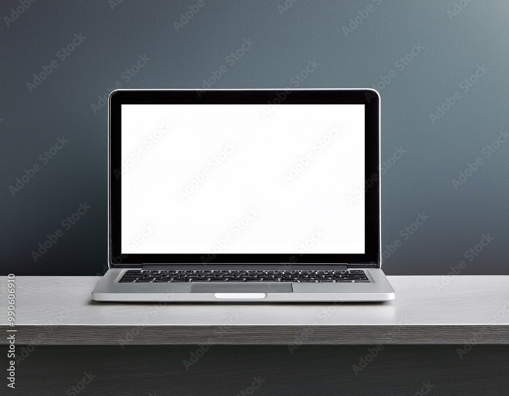 Laptop with blank empty white screen display mock-up, isolated on white background clipping path, full depth of field . silver open Isolated Devices Mockup Laptop with blank empty white screen display mock-up, isolated on white background clipping path, full depth of field . silver open Isolated Devices Mockup