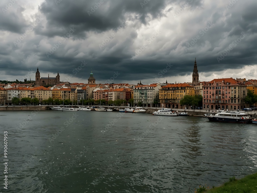 Fototapeta premium Another panoramic view of Portugalete.