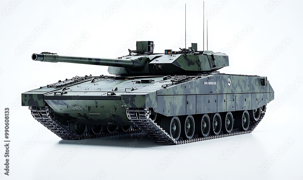 Modern Military Tank with Camouflage Design Modern Military Tank with Camouflage Design