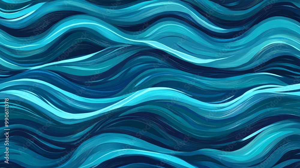 Dynamic Ocean Wave Pattern in Deep Blues and Turquoise Dynamic Ocean Wave Pattern in Deep Blues and Turquoise