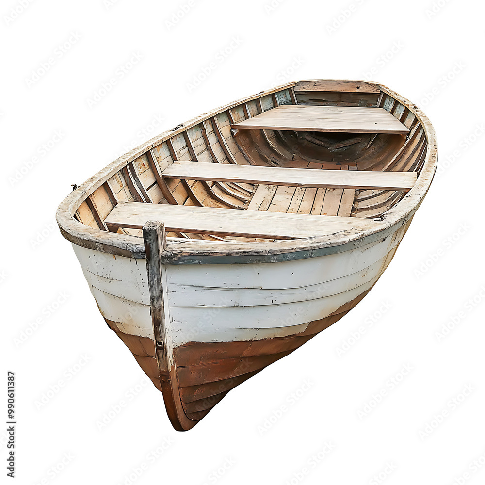 Old wooden boat isolated on a white background Old wooden boat isolated on a white background