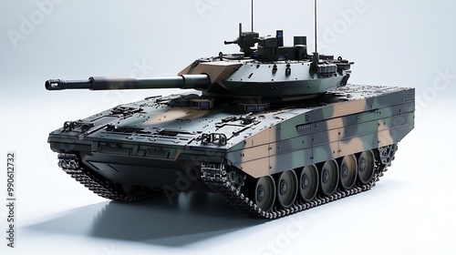 Modern Military Tank with Camouflage Design