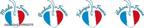 Étiquette drapeau français, made in France, produit en France