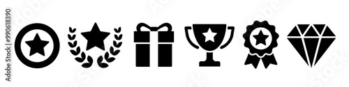 Reward icon set. Trophy icon