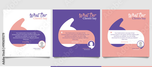 Creative Testimonial Editable Vector template, Empty speech bubbles, What our Clients Say, Quote, Review, Feedback, Infographic Template, Label, editable text box layout, recommendation note