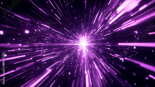 Vivid purple light beams emanating from a central point in a stunning cosmic explosion