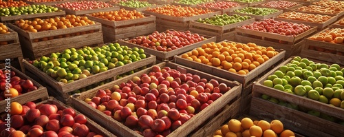 Wallpaper Mural Aerial View of Colorful Fruit Crates in Market Torontodigital.ca