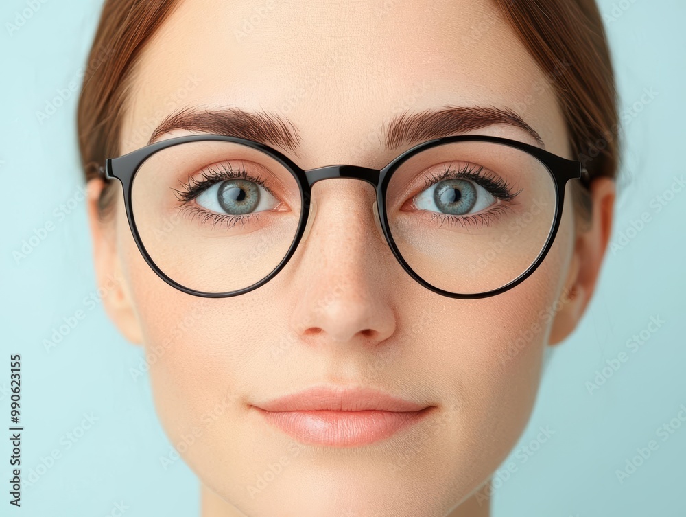 Before and after image of a person receiving corrective lenses treatment, showing blurred vision turning into clear sight, vision improvement, treatment results Before and after image of a person receiving corrective lenses treatment, showing blurred vision turning into clear sight, vision improvement, treatment results