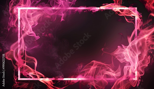 Pink fire frame on black background