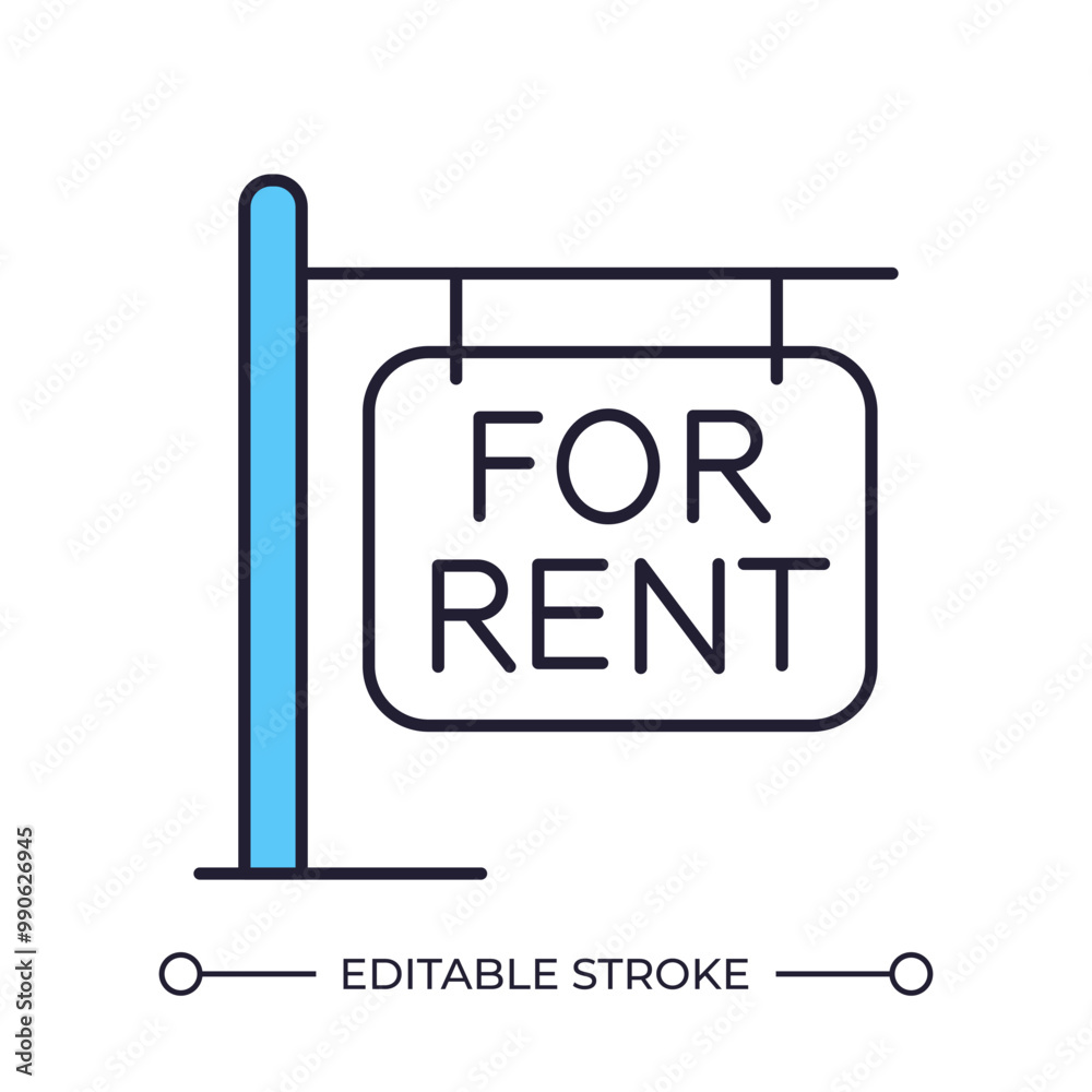 For rent sign RGB color icon. Property leasing. Real estate market ...