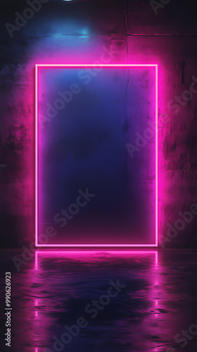 Neon glowing square background