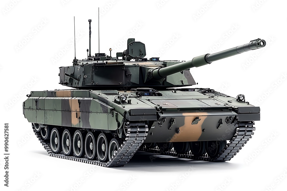 Modern Military Tank with Camouflage Pattern Modern Military Tank with Camouflage Pattern