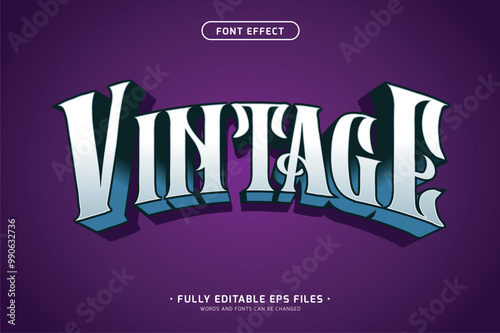 Editable text effect with vintage font graphic style