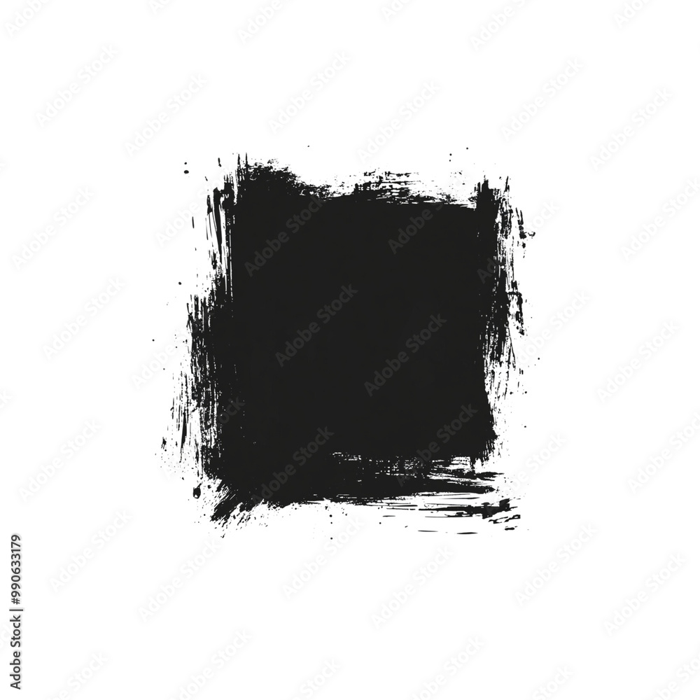 Fototapeta premium Black brush strokes, square background color