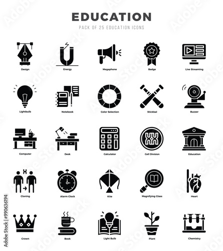 Education icons set for website and mobile site and apps.