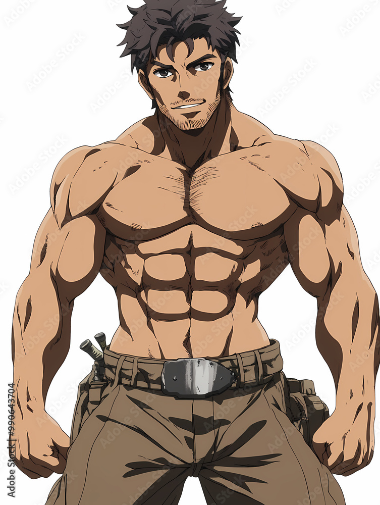 Fototapeta premium Anime Manga Buff Character – Strong and Muscular Hero