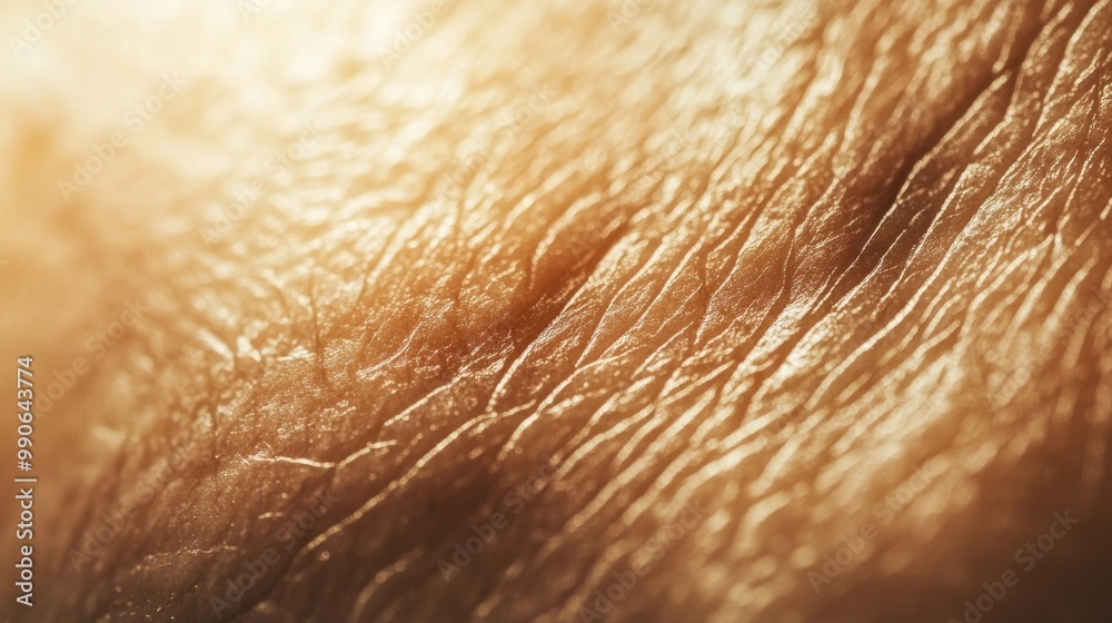 Fototapeta premium Close-up detail of human skin with texture and fine lines under soft lighting