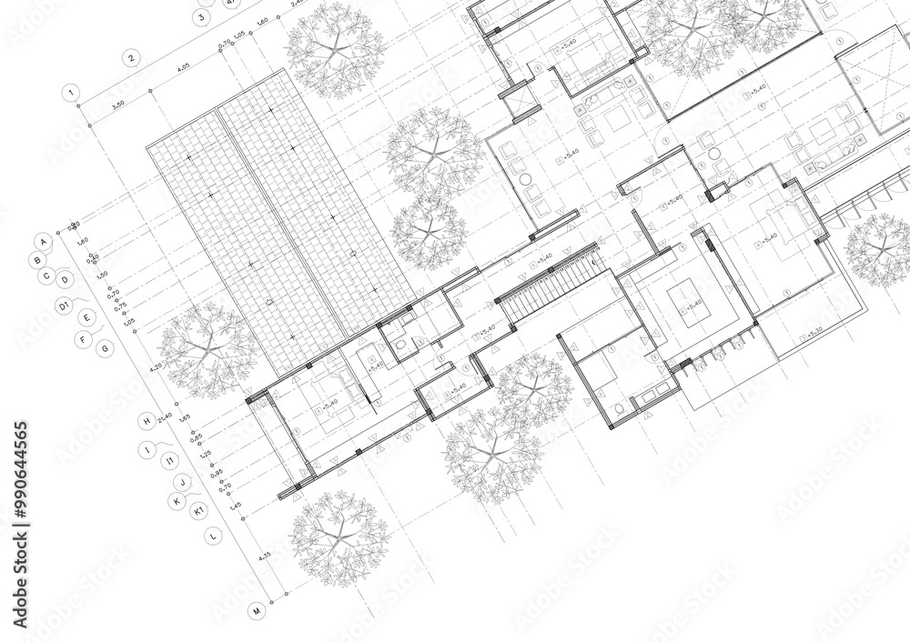 Fototapeta premium Write a blueprint architecture for building. 