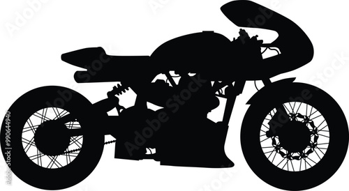 Cafe racer style motorcycle side view silhouette illustration