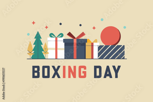 Boxing day celebration with gifts and festive decor