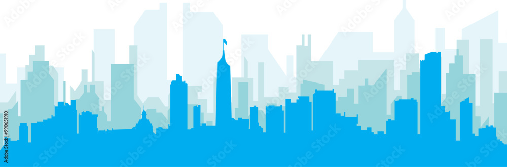 Blue panoramic city skyline poster with bluish misty transparent background buildings of MEDELLIN, COLOMBIA Blue panoramic city skyline poster with bluish misty transparent background buildings of MEDELLIN, COLOMBIA