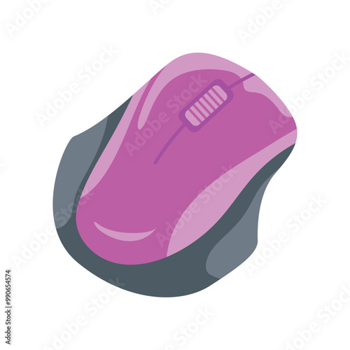 Computer mouse in flat design. Wireless input accessory for computer control. Vector illustration isolated.