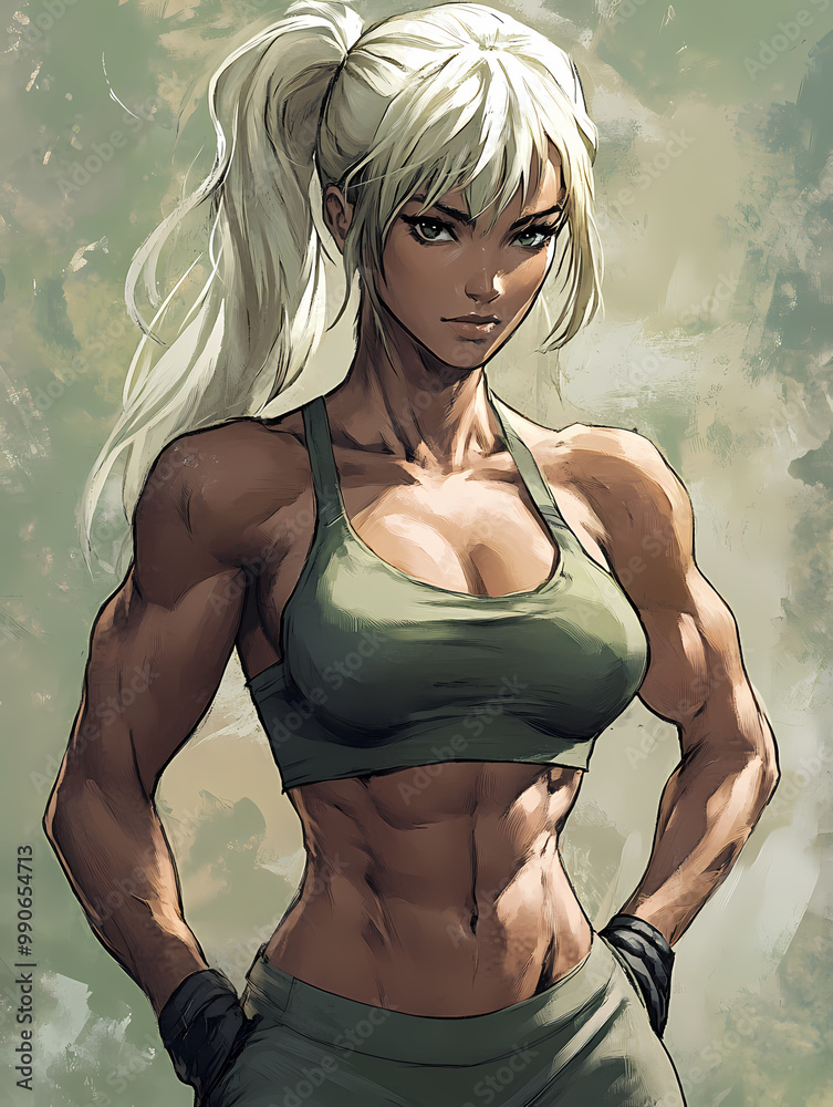 Obraz premium Muscular Anime Manga Hero – Powerful Buff Character