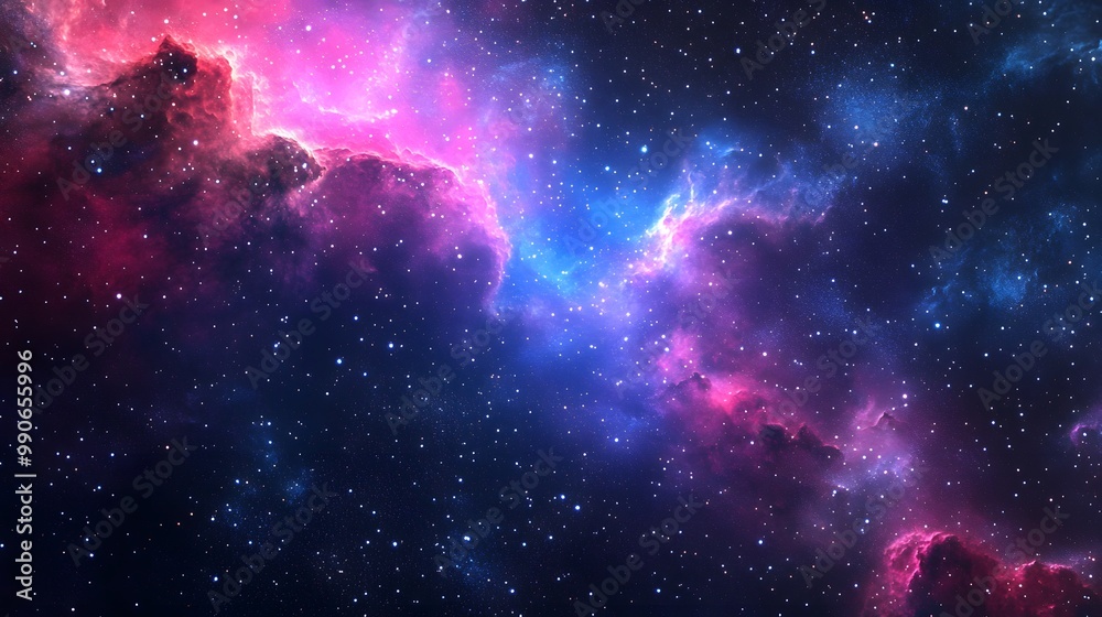 Naklejka premium A Cosmic Landscape of Nebulae and Stars in a Deep Space Background