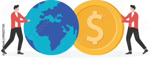 holding money and the other hand holding the earth

