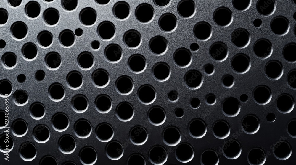 A striking black steel surface features a unique perforated pattern that combines form and function, creating an eye-catching display of industrial design and craftsmanship. A striking black steel surface features a unique perforated pattern that combines form and function, creating an eye-catching display of industrial design and craftsmanship.