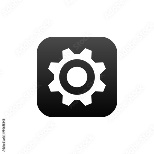 Icon of settings application in gray color with gradient for mobile phone. Modern cogwheel logo.