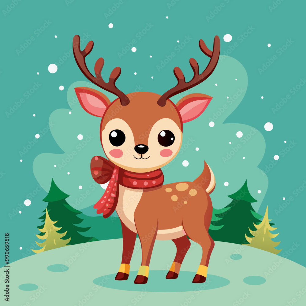 Fototapeta premium christmas reindeer with nose