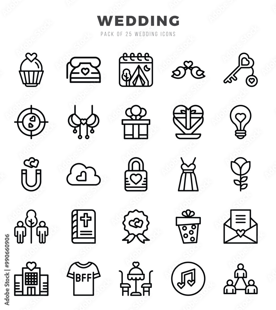 Set of Wedding icons. Vector Illustration. Set of Wedding icons. Vector Illustration.