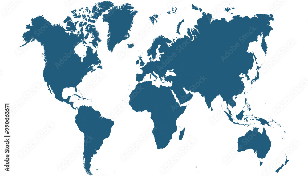 Obraz premium World map. Blue modern vector map. Silhouette map