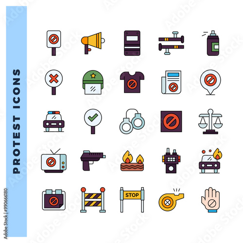 25 Protest Lineal Color icon pack. vector illustration.