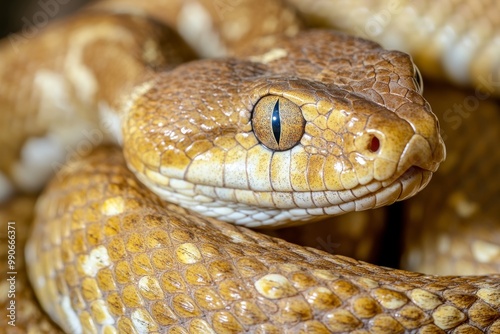 Close-up portrait a Snake, Wildlife reptile detail ,exotic animal on textured brown background