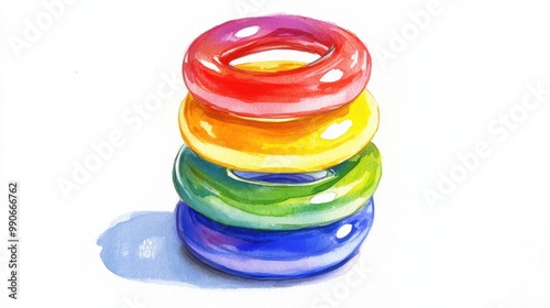 Colorful stacking rings creating a vibrant display of fun and learning for children, great for educational playtime