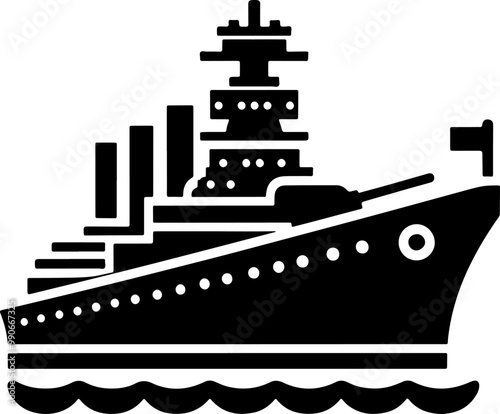 Battleship Warship icon vector art illustration 