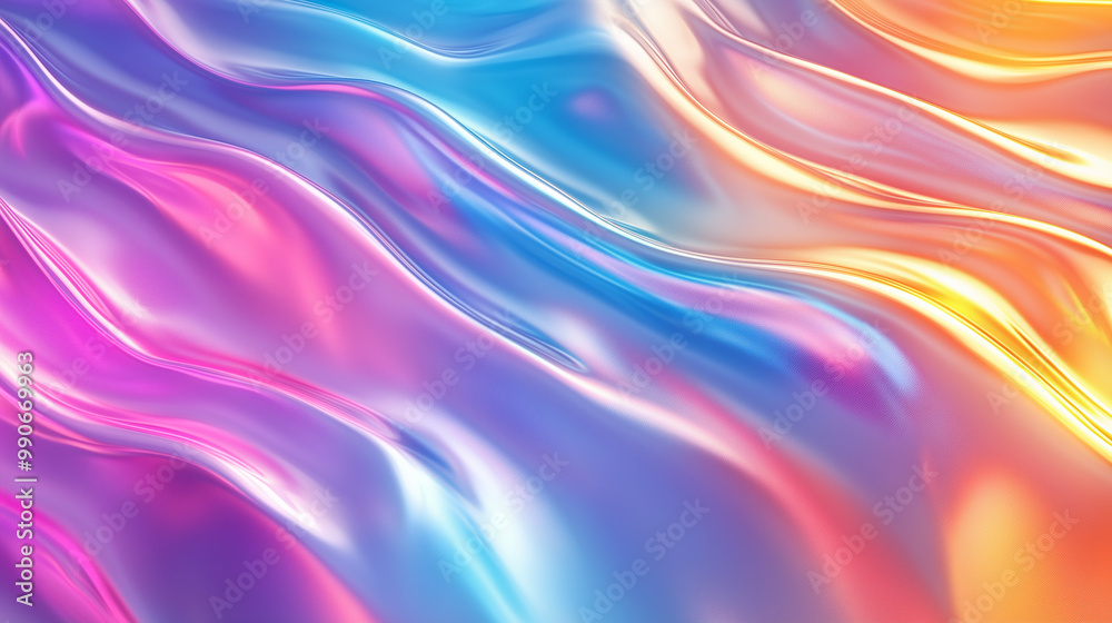 Background with abstract waves. Vibrant holographic chrome gradient. AI generative
Background with abstract waves. Vibrant holographic chrome gradient. AI generative