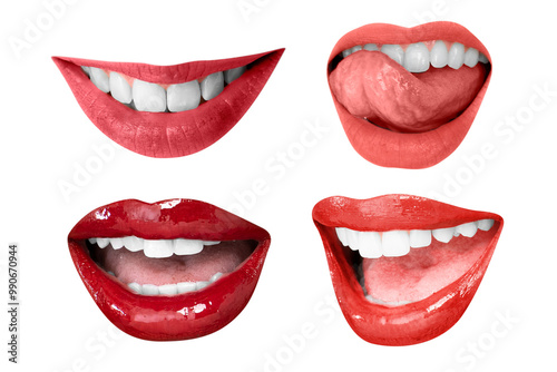 Obraz na plátne Sexy PNG lips expression stickers Valentine’s day theme set