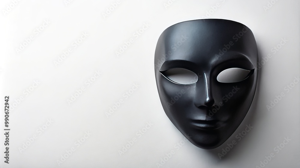A minimalist black mask isolated on a white backdrop, leaving ample room for creative copy to shine. A minimalist black mask isolated on a white backdrop, leaving ample room for creative copy to shine.