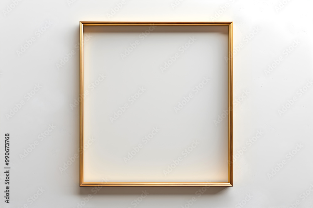 Minimalistic gold frame with clean lines, perfect for modern art displays, gallery designs, or framing photographs and digital artwork. Elegant, minimalist gold frame on white background Minimalistic gold frame with clean lines, perfect for modern art displays, gallery designs, or framing photographs and digital artwork. Elegant, minimalist gold frame on white background