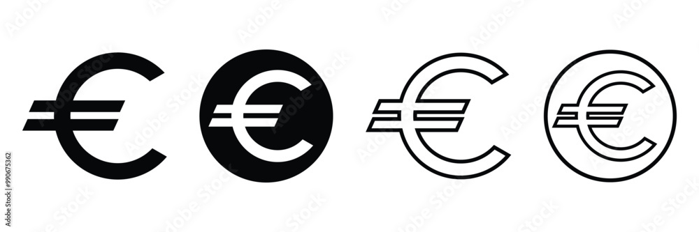 Euro currency sign, icon vector design. European euro currency icon, euro symbol flat icon set design. Vector illustration. Euro currency sign, icon vector design. European euro currency icon, euro symbol flat icon set design. Vector illustration.