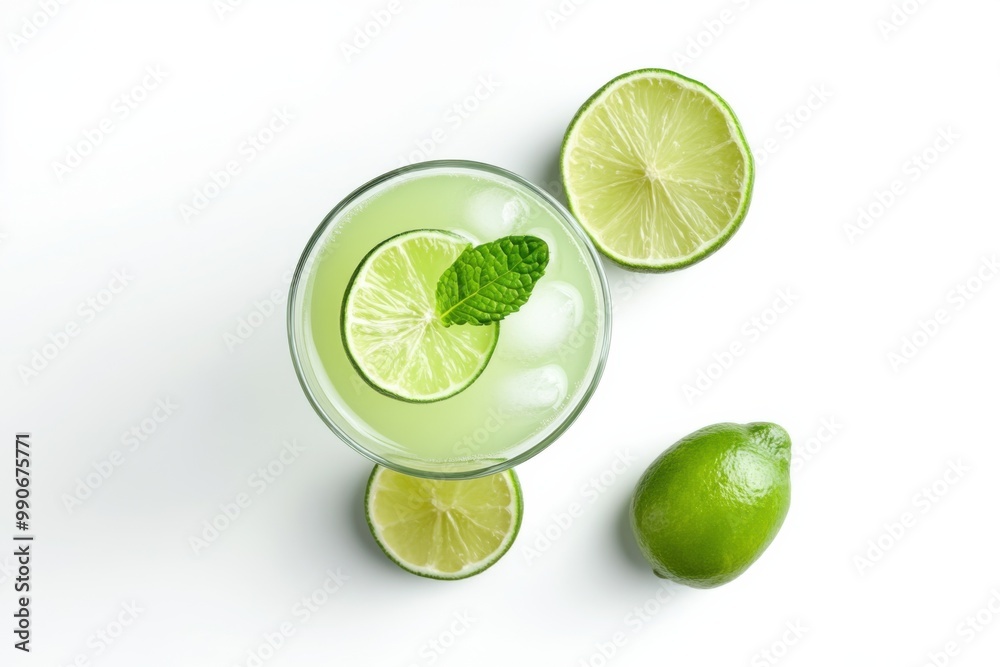 Refreshing Gimlet Drink on White Surface Refreshing Gimlet Drink on White Surface