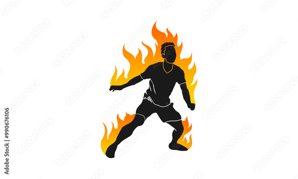 Obraz premium Men's athlete with fire spirit illustration design vector