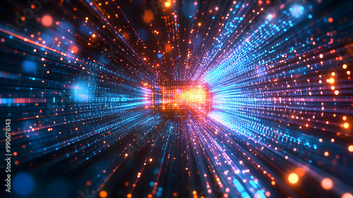 Wallpaper Mural Abstract technology background of high speed global data transfer, ultra fast broadband and connection, digital cyber tech motion Torontodigital.ca